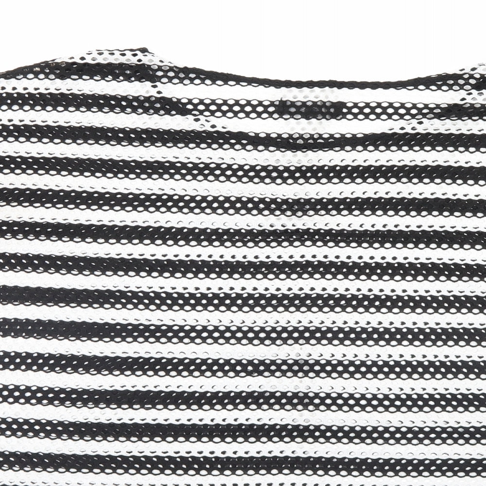 NEXT Womens Black Striped  Basic T-Shirt Size 12