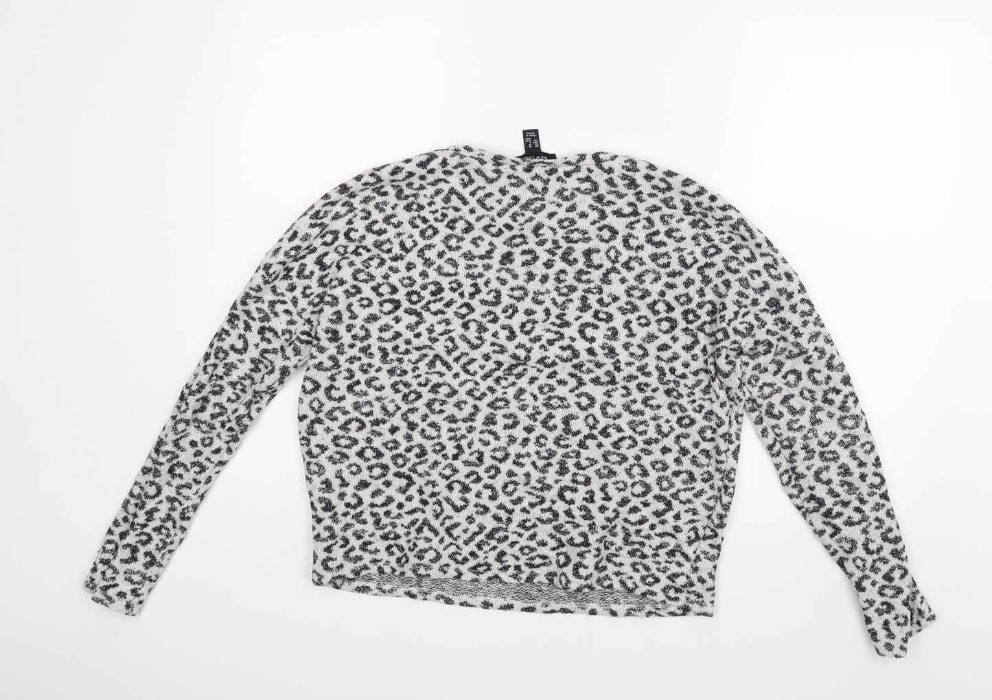 New Look Womens White Animal Print  Pullover Jumper Size M