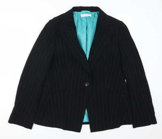 Planet Womens Black Striped  Jacket Suit Jacket Size 14