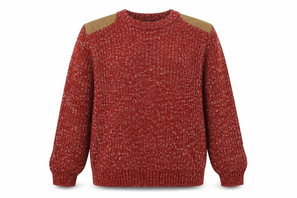 Front view of Easy men’s red knit jumper, size XL