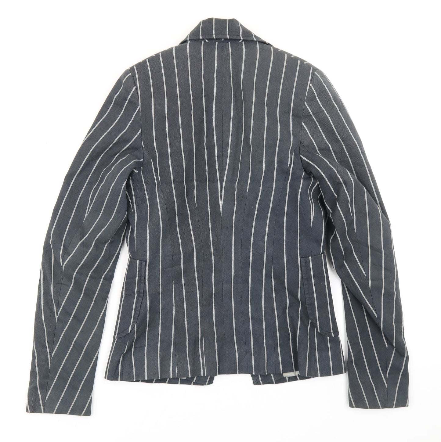 Miso Womens Blue Striped  Jacket Blazer Size 8