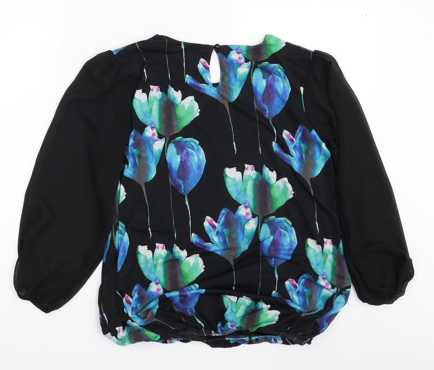 Quiz Womens Black Floral  Basic Blouse Size 10