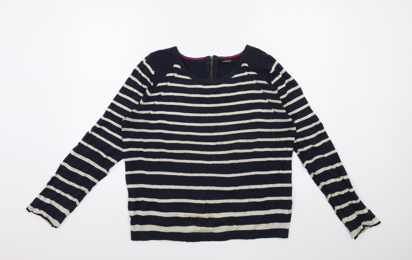 Marks and Spencer Womens Black Striped Knit Pullover Jumper Size 16
