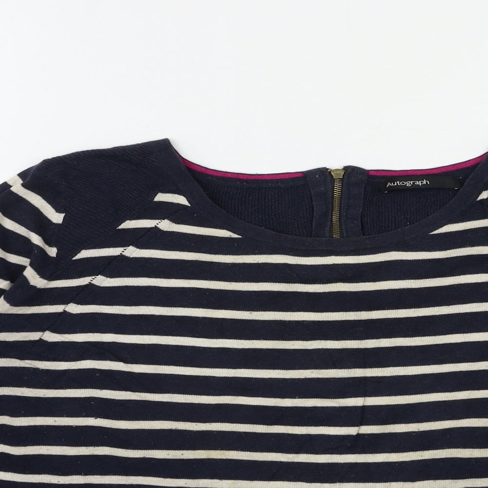 Marks and Spencer Womens Black Striped Knit Pullover Jumper Size 16