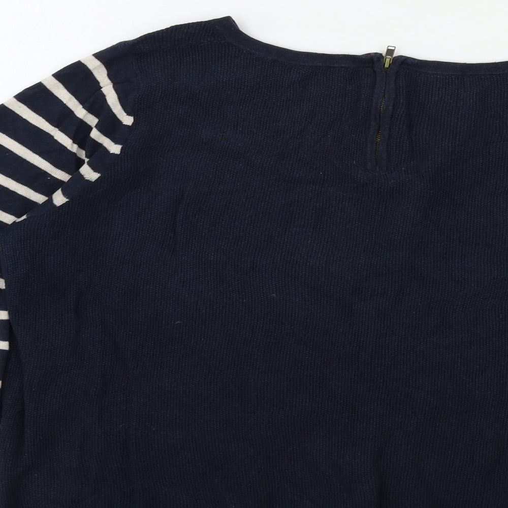 Marks and Spencer Womens Black Striped Knit Pullover Jumper Size 16