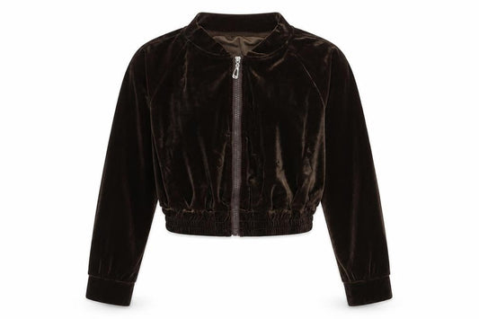Preworn Womens Brown  Velour Full Zip Sweatshirt Size M
