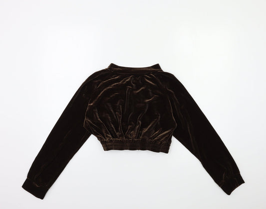Preworn Womens Brown  Velour Full Zip Sweatshirt Size M