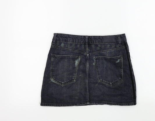 Zara Womens Blue   A-Line Skirt Size 28 in  - DISTRESSED