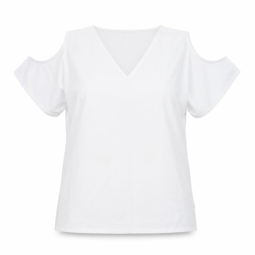 BYOU Womens White Colourblock  Basic Blouse Size L