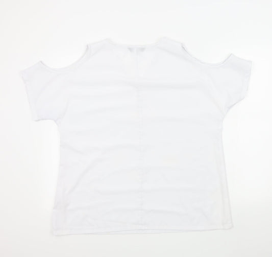 BYOU Womens White Colourblock  Basic Blouse Size L