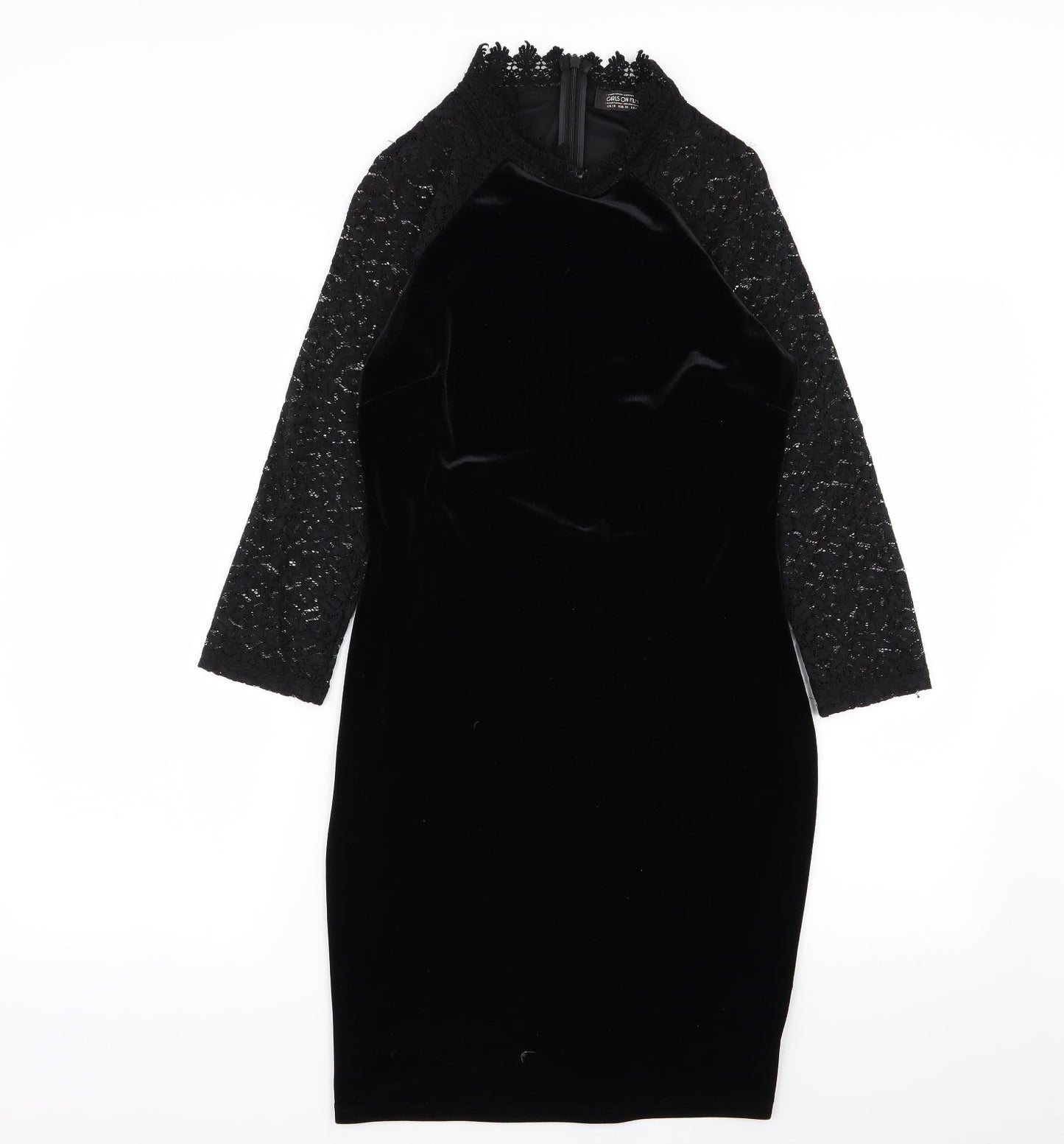 Girls On Film Womens Black Floral  A-Line  Size 10