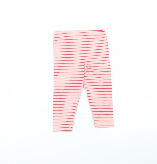 fred and flo Girls Pink Striped  Jogger Trousers Size 9 Months  - leggings