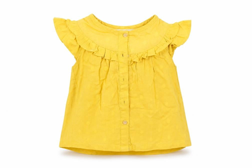 Primark Girls Yellow Polka Dot  Basic Blouse Size 12-18 Months