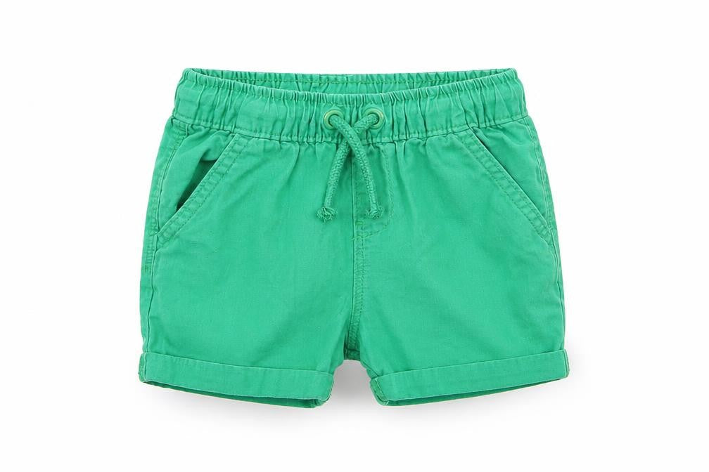 Front view of Asda George boys’ green capri trousers, size 12-18, months - chino shorts
