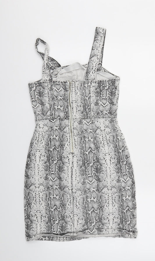Denim & Co. Womens Grey Animal Print  A-Line  Size 12