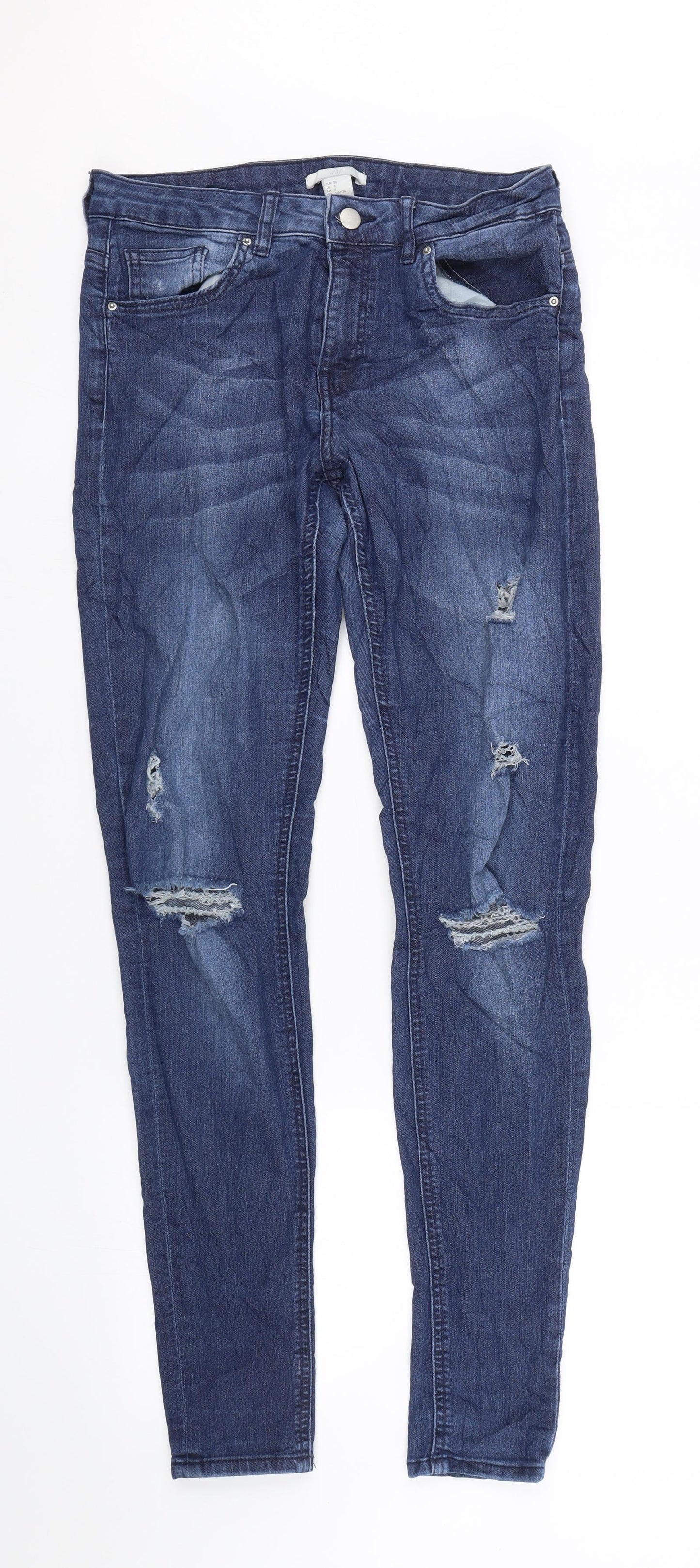 H&M Womens Blue  Denim Skinny Jeans Size 10 L30.5 in