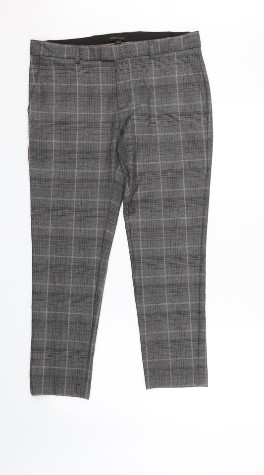 River Island Womens Grey Check  Carrot Trousers Size 34 L25.5 in