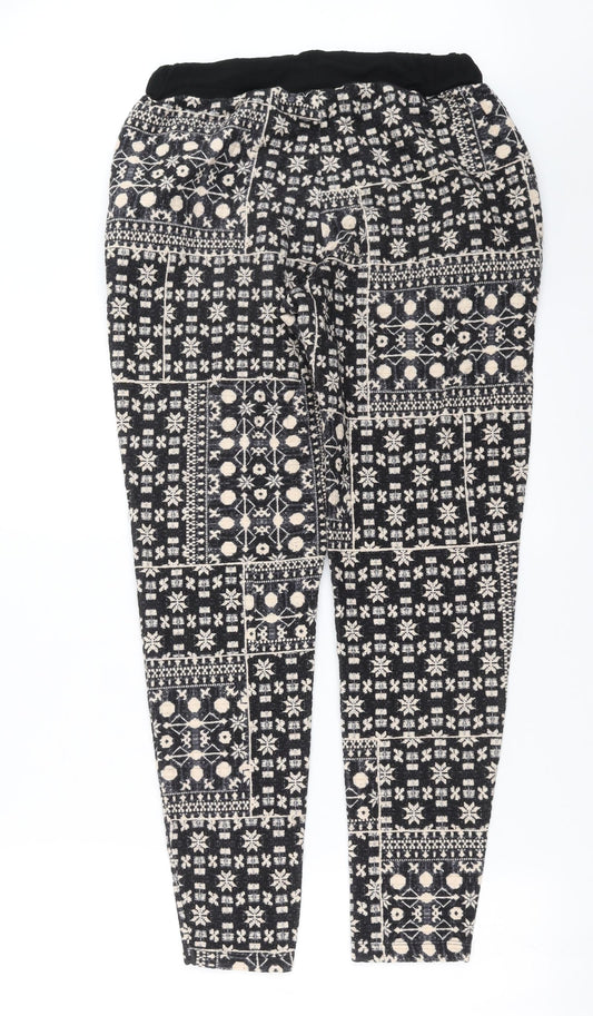 H&M Womens Black Geometric  Jogger Trousers Size S L29 in