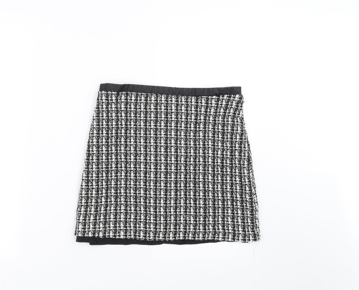 Oasis Womens Black Striped  A-Line Skirt Size 10