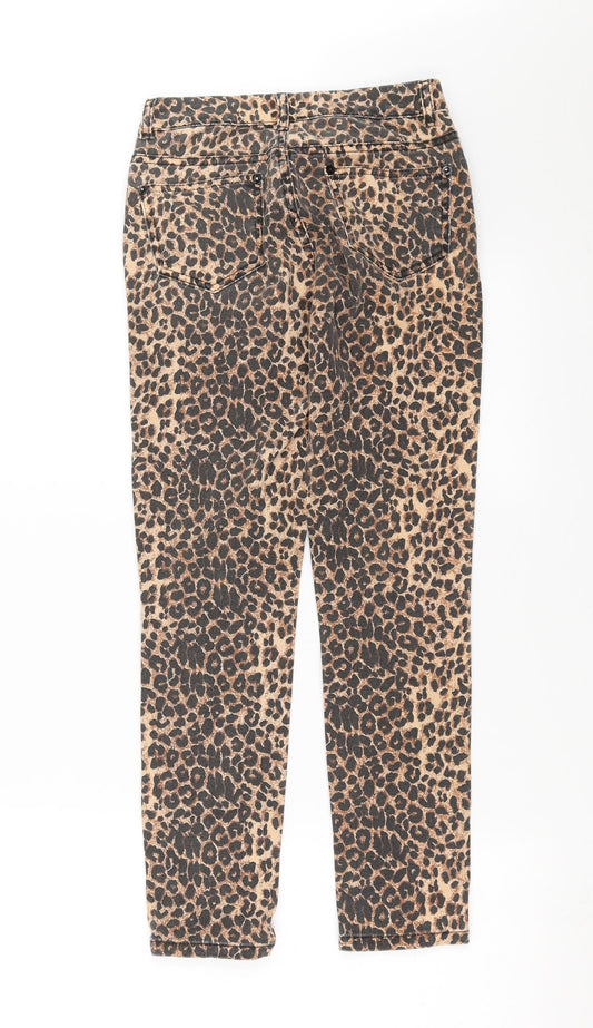 Miss Denim Womens Brown Animal Print Denim Skinny Jeans Size 6 L27 in
