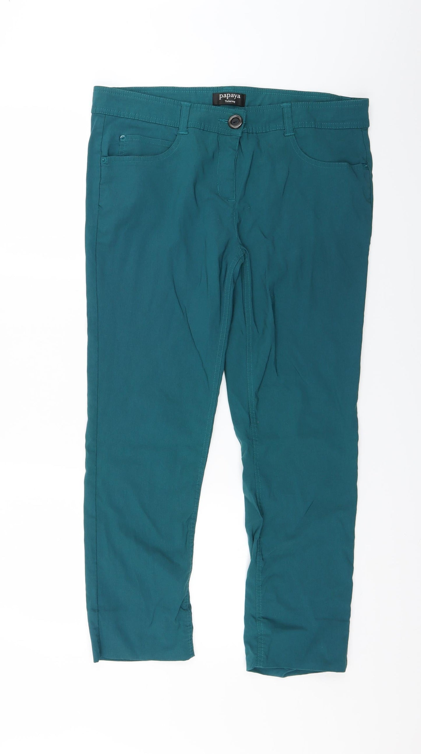 Papaya Womens Green   Capri Trousers Size 33 in L24 in