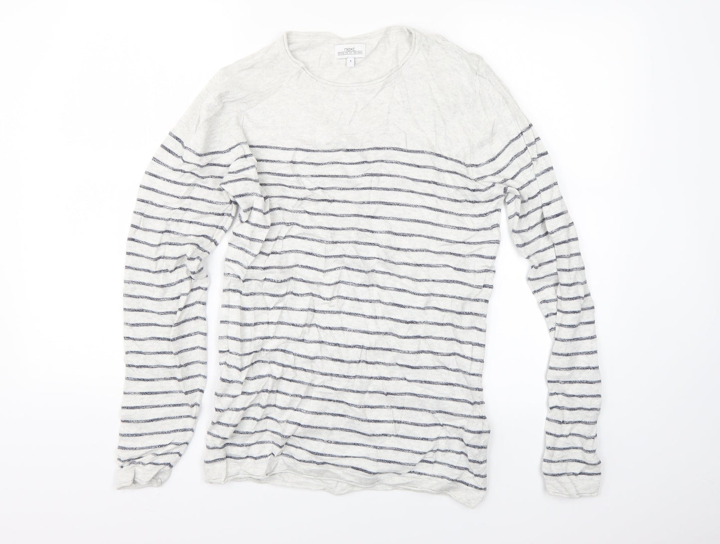 NEXT Womens White Striped  Pullover Jumper Size S