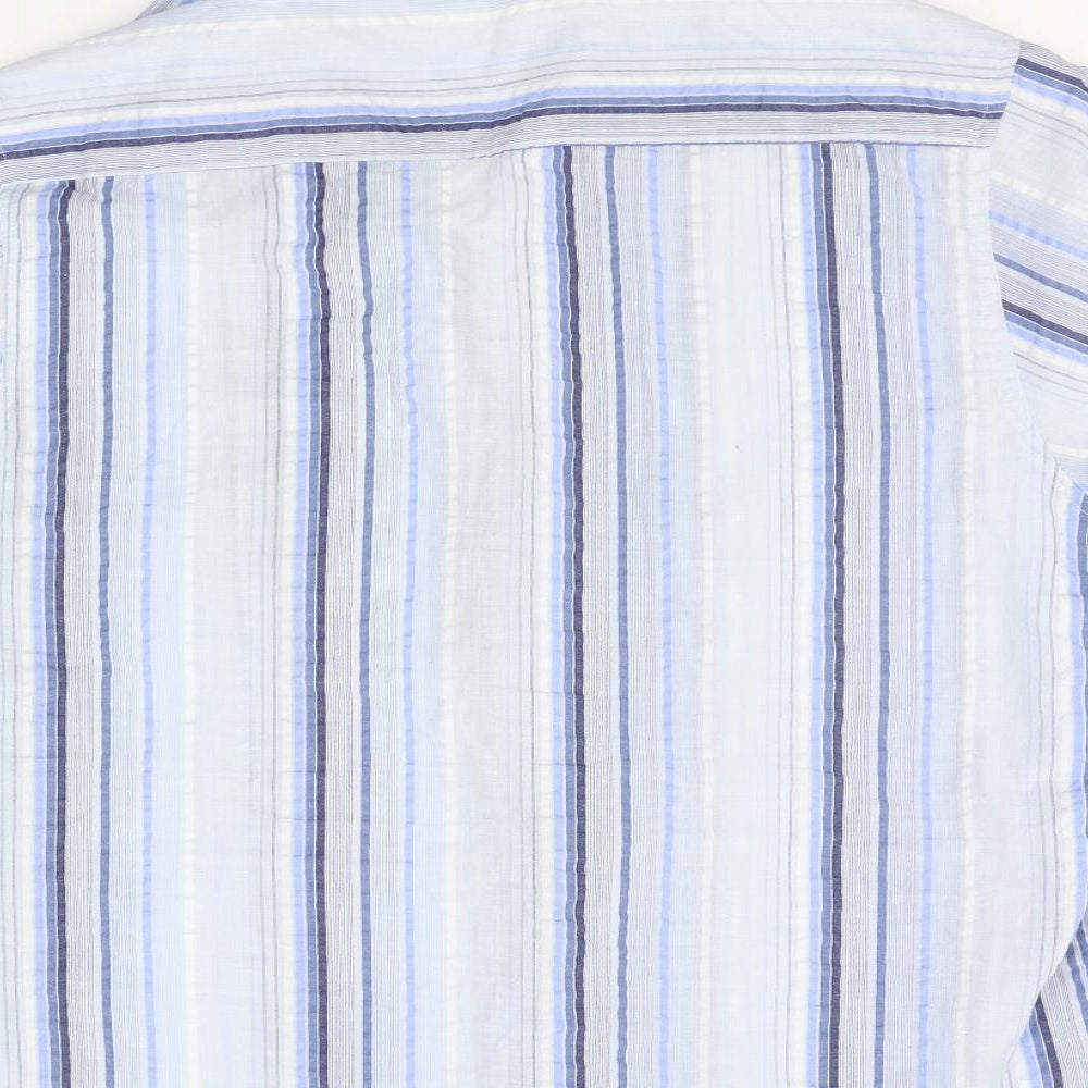 Cutting Edge Mens Blue Striped   Button-Up Size L