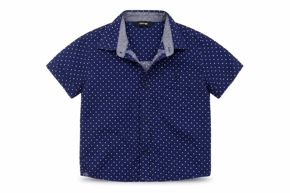 George Boys Blue Polka Dot  Basic Button-Up Size 12-18 Months