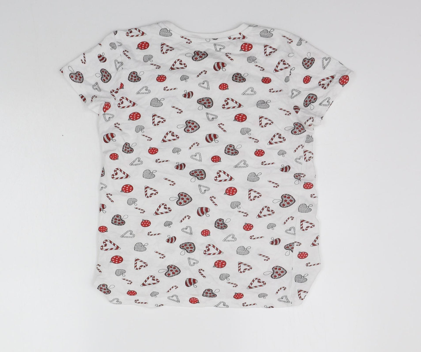 Primark Womens White Geometric  Top Pyjama Top Size 6