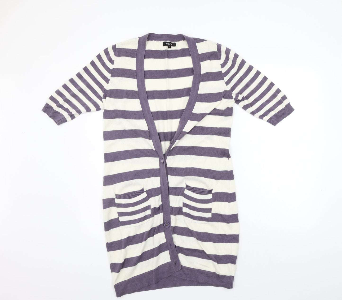 Papaya Womens Purple Striped  Cardigan Jumper Size 12