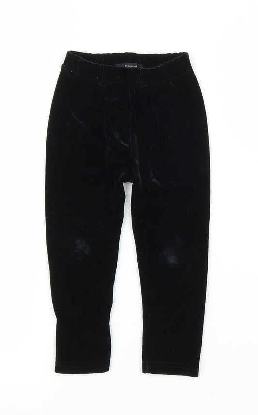 M&S Girls Black  Velvet Capri Leggings Size 12 Months