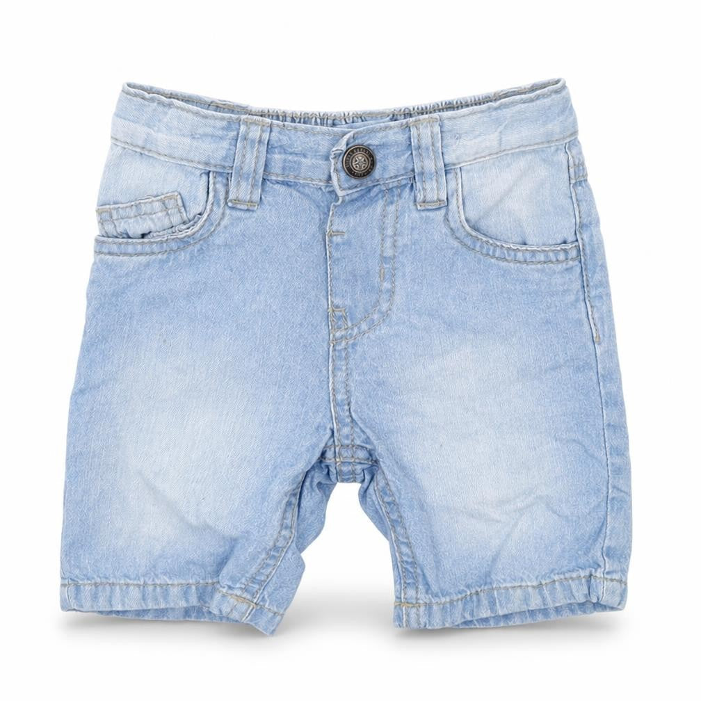 Front view of Little Rebel Baby Blue Cropped Jeans, size 12-18, Months