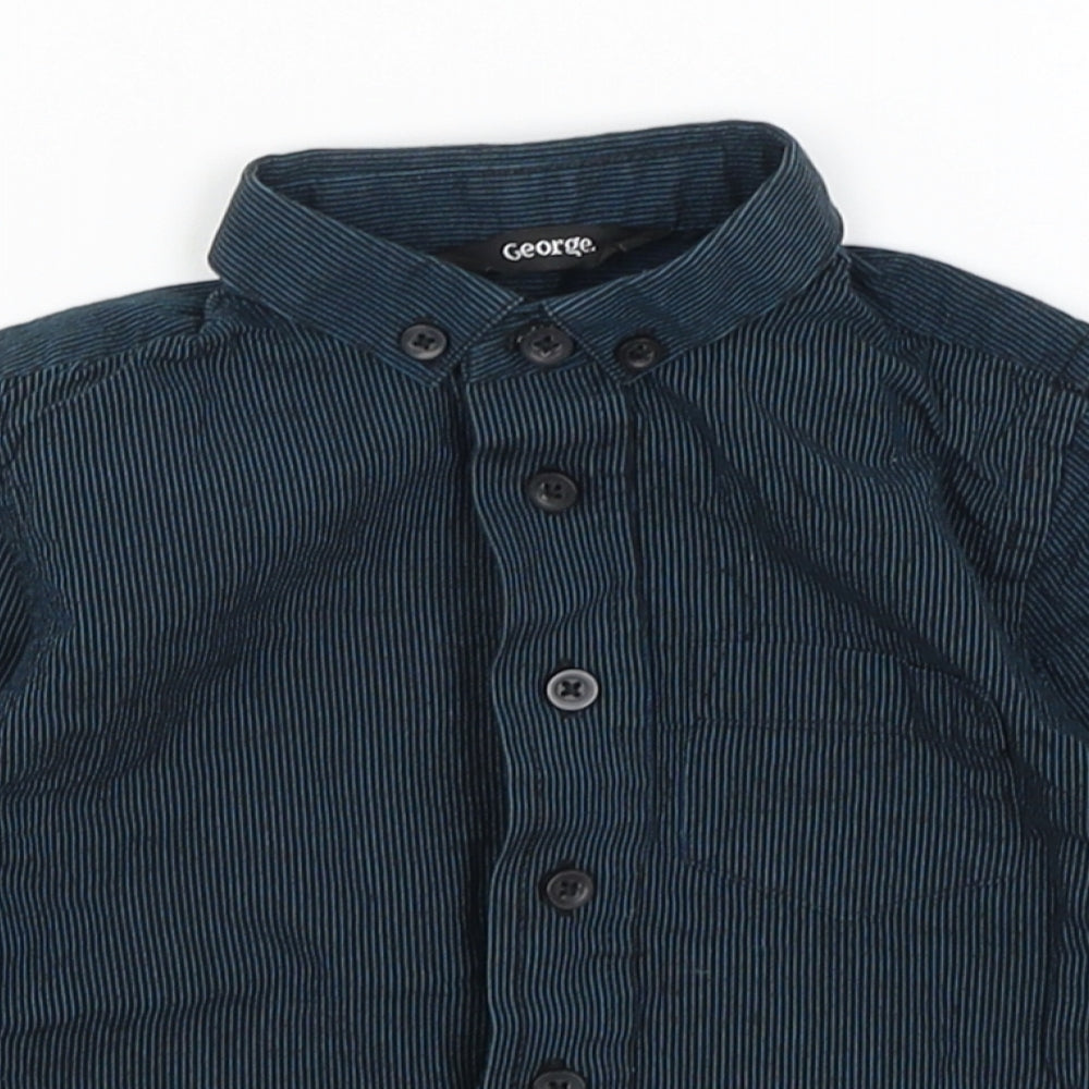 George Baby Blue Striped  Basic Button-Up Size 12-18 Months