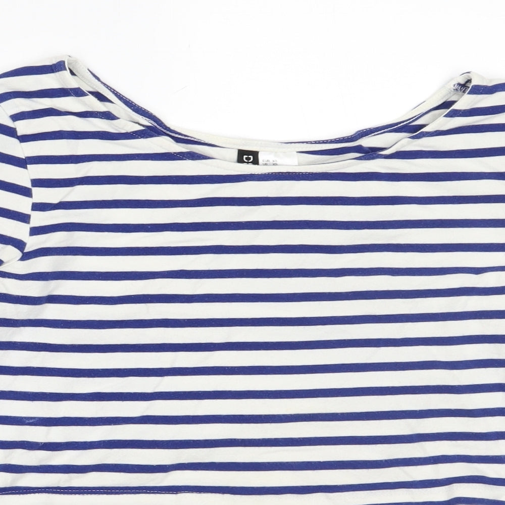 H&M Womens White Striped  Cropped Blouse Size XS