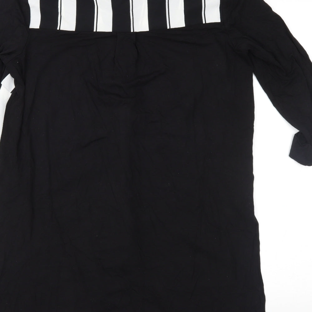 Marks and Spencer Womens Black Striped  Basic Button-Up Size 10