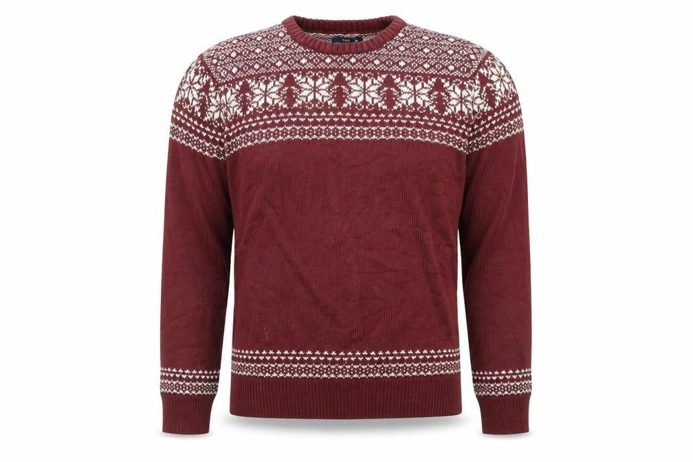 Front view of Easy men’s red jumper, size L