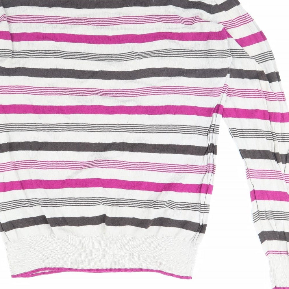 SOFT GREY Womens Beige Striped  Pullover Jumper Size XL