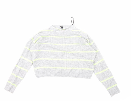 Divided Womens Grey Striped  Pullover Jumper Size S