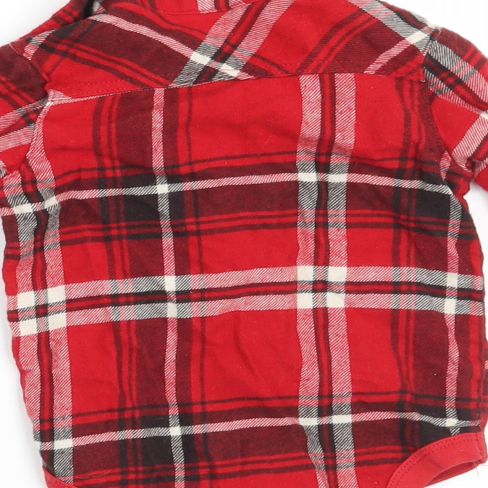 George Boys Red Check  Basic Button-Up Size 3-6 Months  - vest bottom