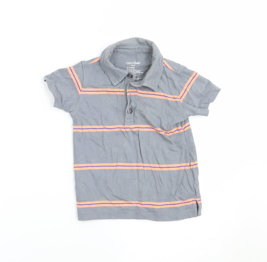 Gap Boys Grey Striped  Basic Polo Size 12-18 Months
