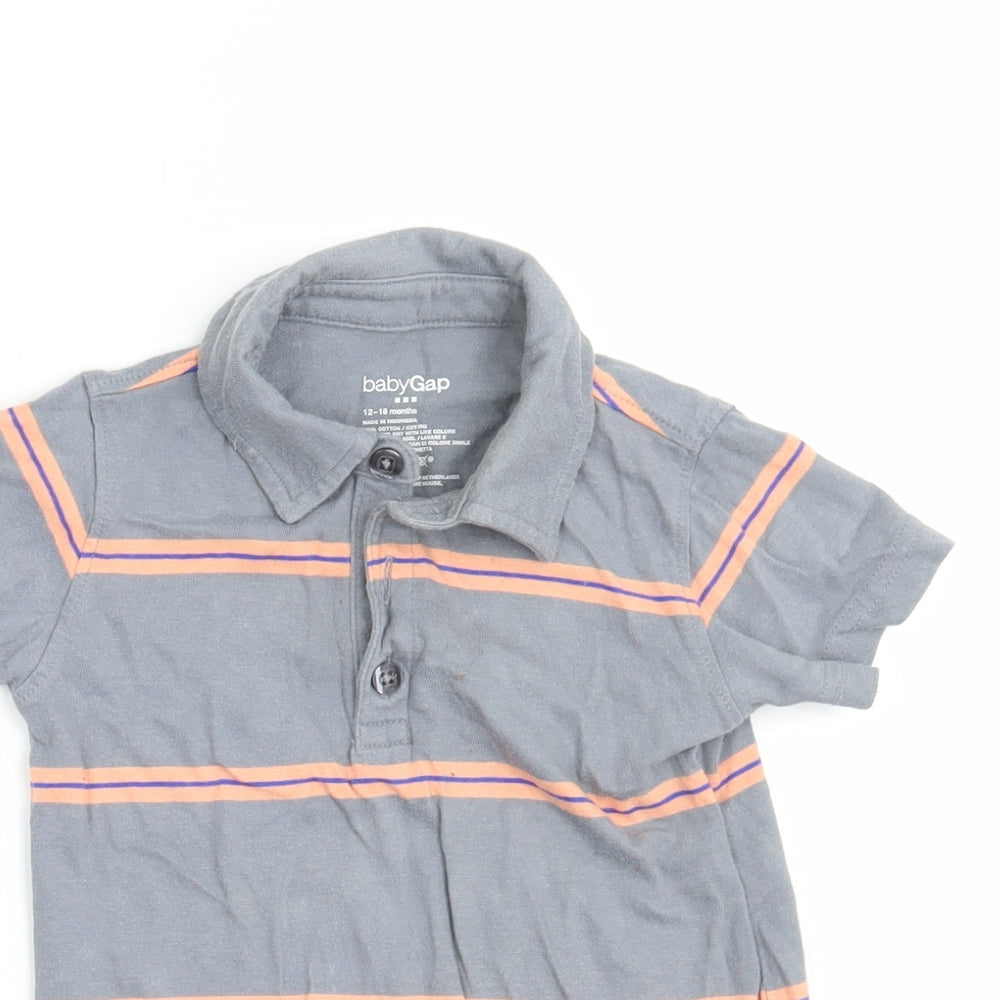 Gap Boys Grey Striped  Basic Polo Size 12-18 Months