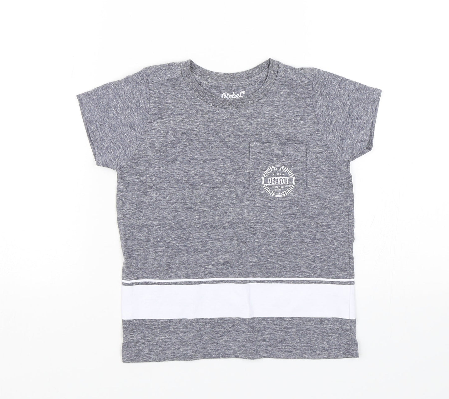 Primark Boys Grey   Basic T-Shirt Size 2-3 Years  - Detroit