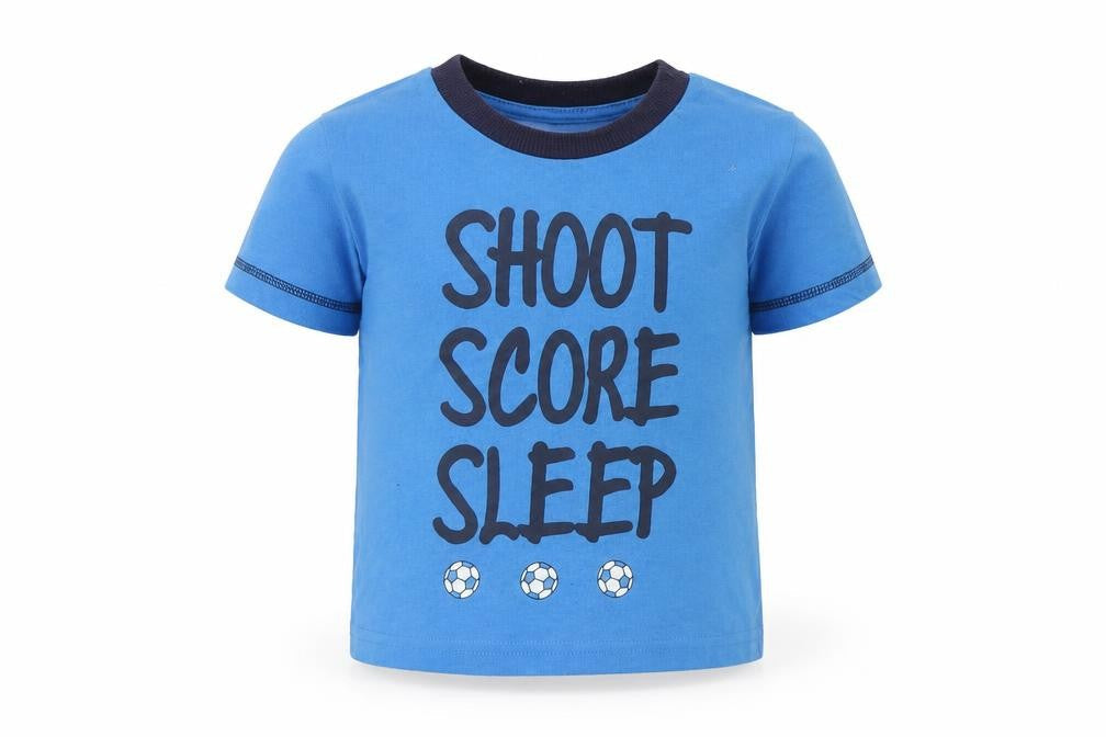 Front view of Matalan Baby Blue Solid Pyjama Top, size 18-24, Months - Shoot score sleep