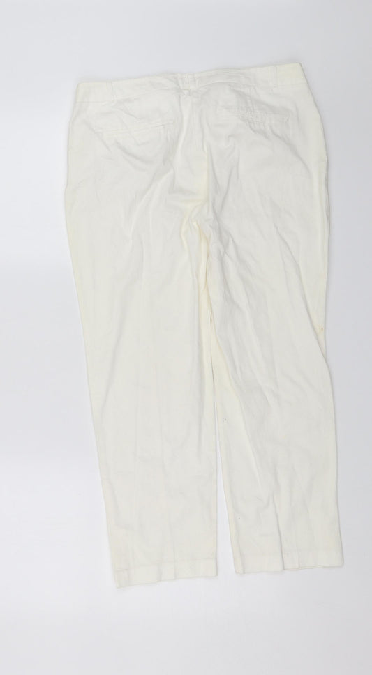 M&Co Womens White   Chino Trousers Size 12 L22 in