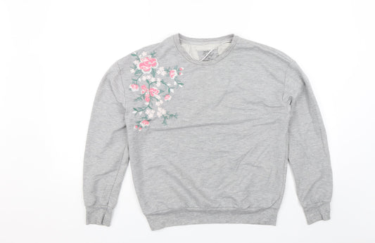 Love to Lounge  Womens Grey Floral  Pullover Jumper Size XS