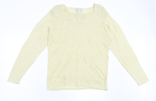 Fay Louise Womens Yellow  Knit Pullover Jumper Size L