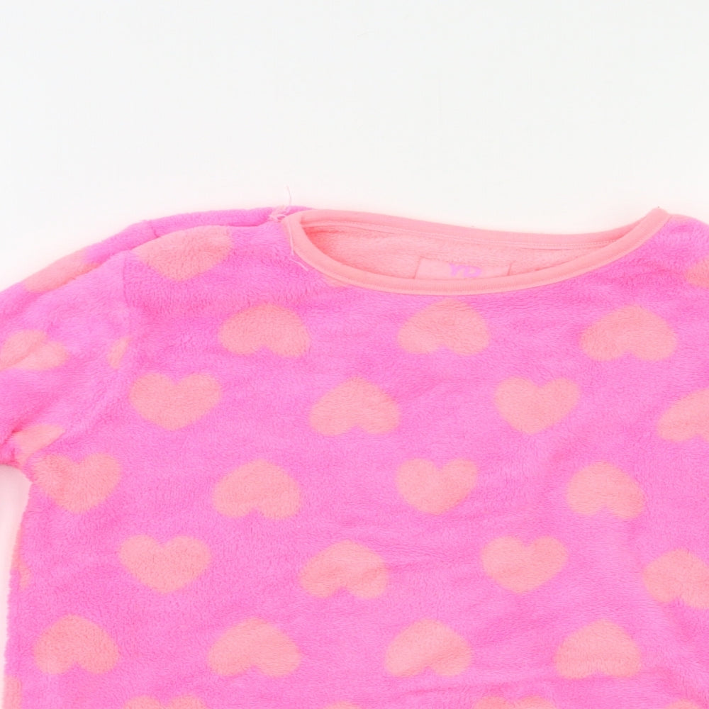 YD Girls Pink Geometric  Top Pyjama Top Size 10 Years  - hearts