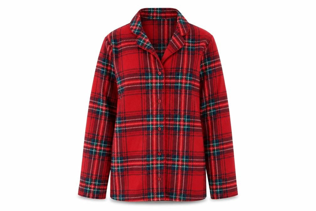 M&S Womens Red Check  Top Pyjama Top Size XS