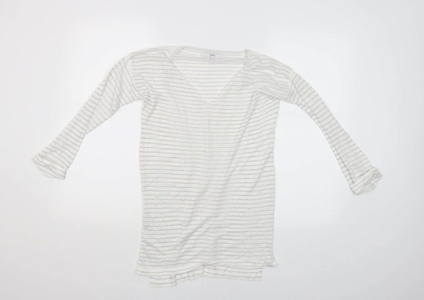 NEXT Womens White Striped  Basic Blouse Size 8