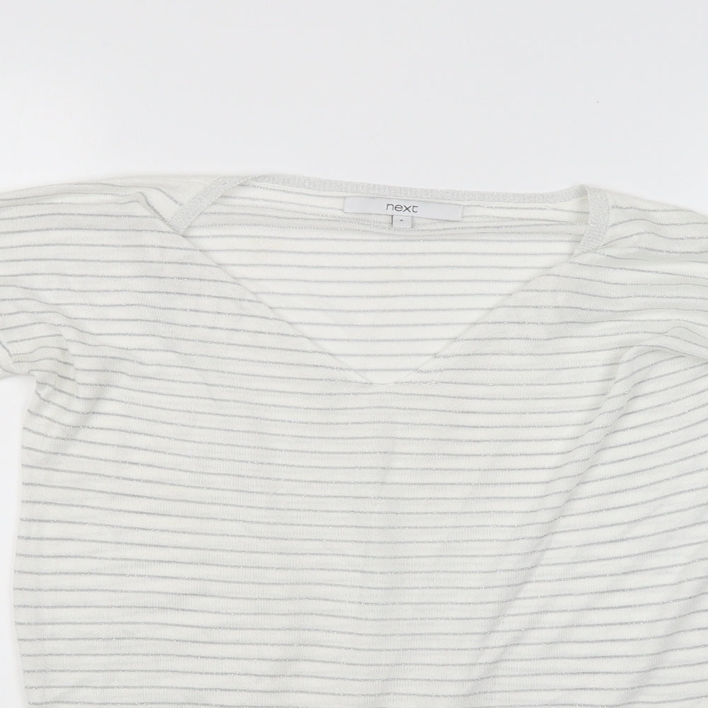 NEXT Womens White Striped  Basic Blouse Size 8